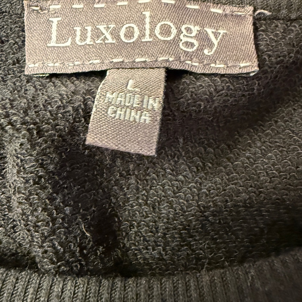 Luxology Black Dress with Black & White Striped Sleeves - Picture 3 of 4